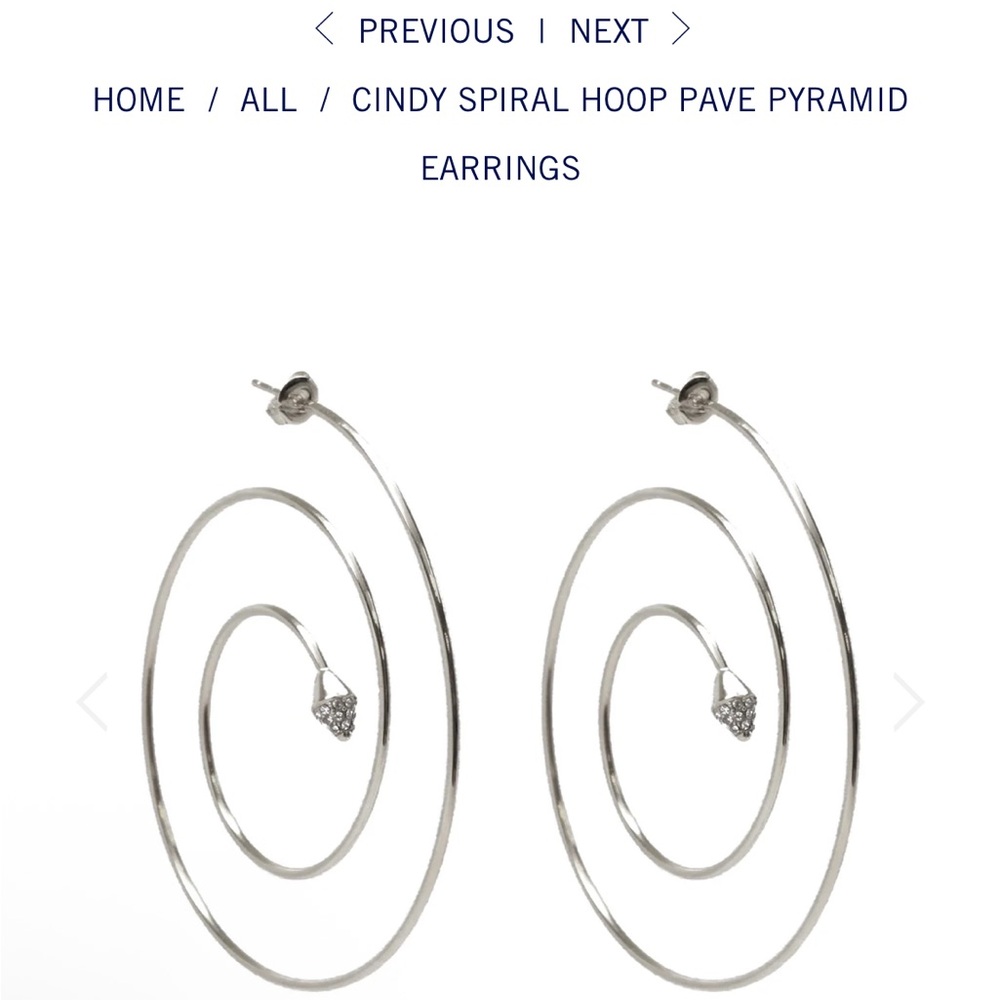 nOIr jewelry of NYC Cindy spiral  hoop pave pyramid earrings NWT